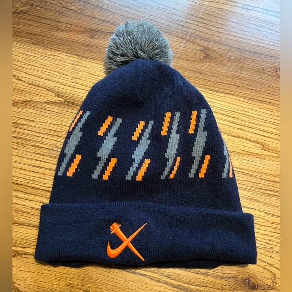 Nike Cross Nationals Pom Beanie - Navy and Orange - Picture 6 of 7